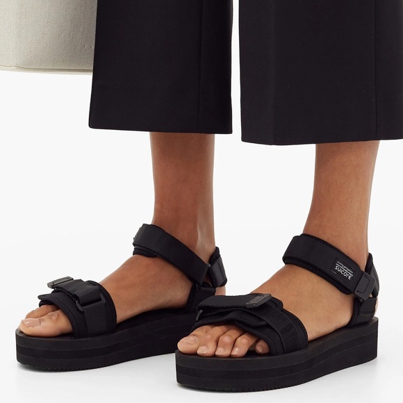 SUICOKE | CEL VPO PLATFORM SANDALS VIBRAM RUBBER SOLES (BLACK) LIGHTWEIGHT HYPE - Picture 3 of 15